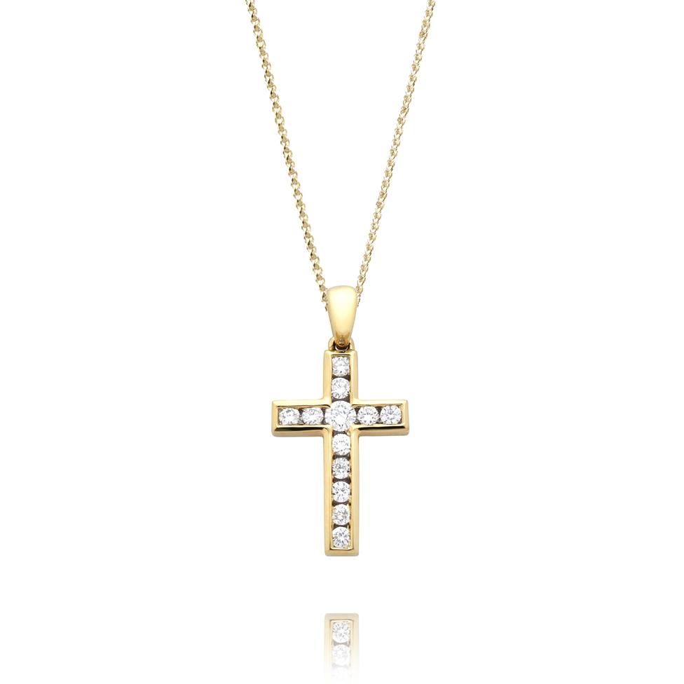 18ct Yellow Gold Diamond Cross Pendant 0.25ct Thumbnail Image 0