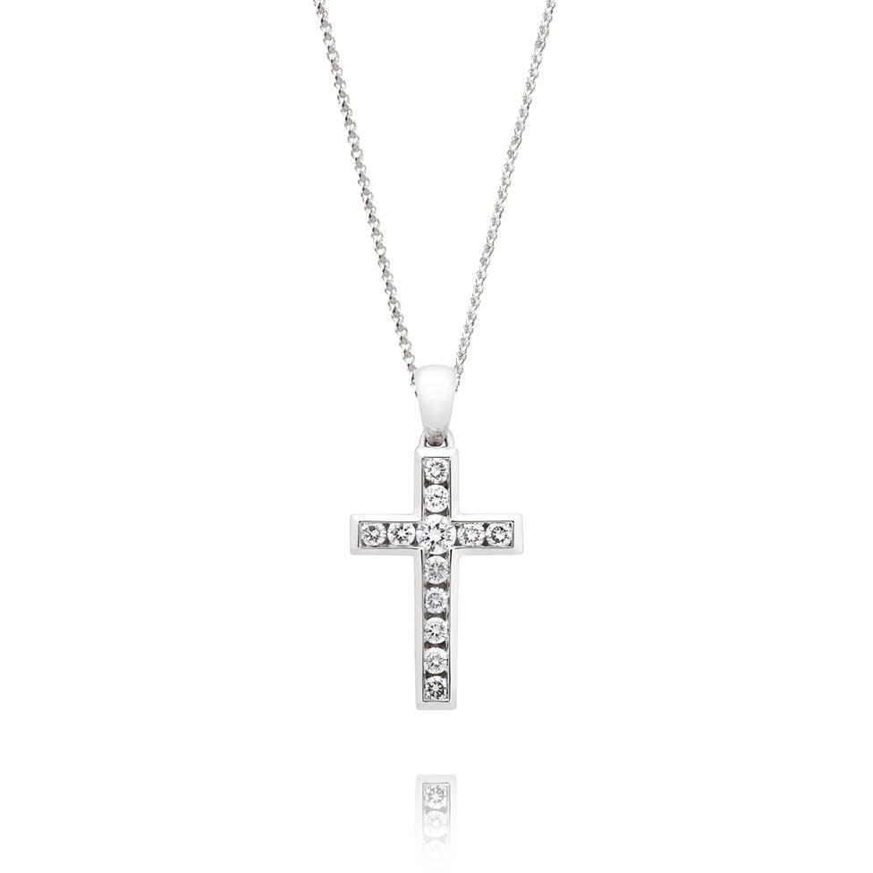 18ct White Gold Diamond Cross Pendant 0.25ct Thumbnail Image 0