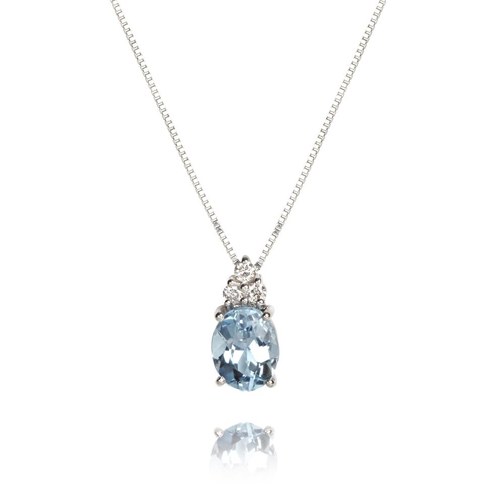 18ct White Gold Aquamarine and Diamond Necklace Thumbnail Image 0