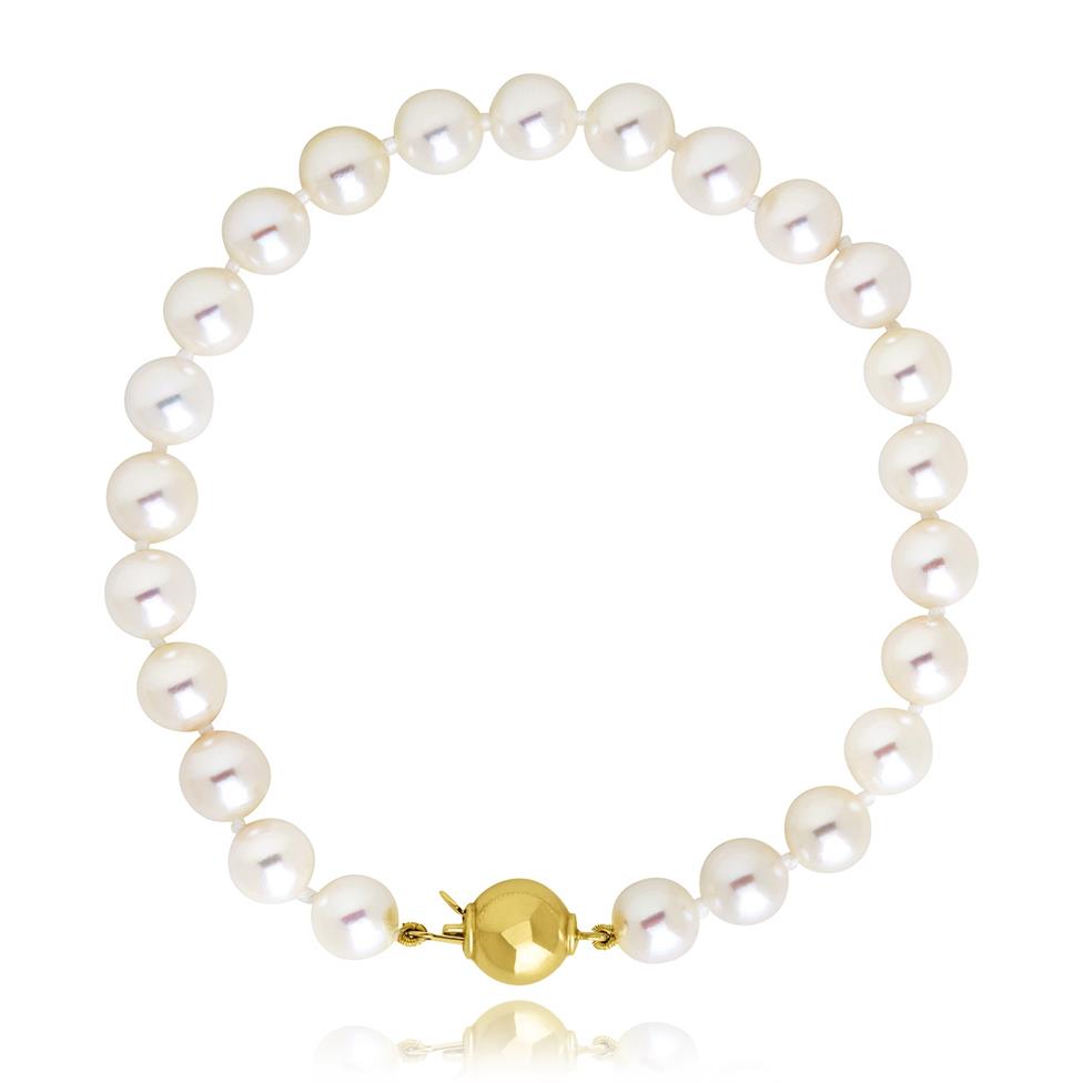 18ct Yellow Gold Akoya Pearl Bracelet 6.5-7.0mm | 19cm Thumbnail Image 0