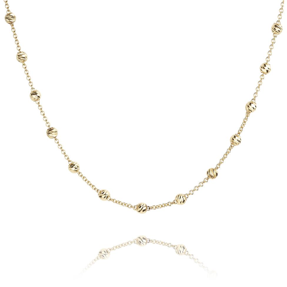 18ct Yellow Gold Faceted Bead Detail Station Necklace Thumbnail Image 0