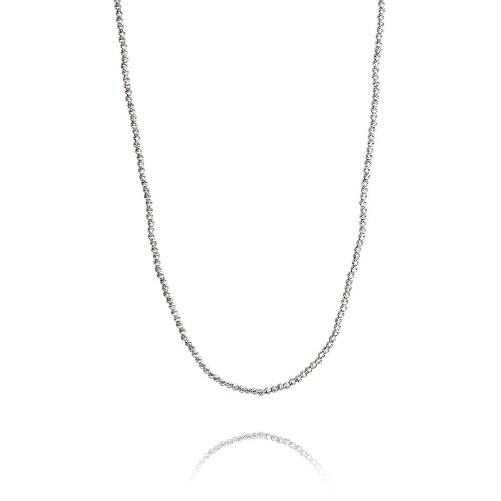 18ct White Gold Faceted Bead Detail Necklace Thumbnail Image 0
