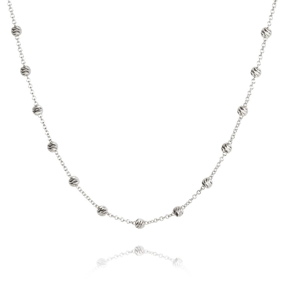 18ct White Gold Faceted Bead Detail Station Necklace Thumbnail Image 0
