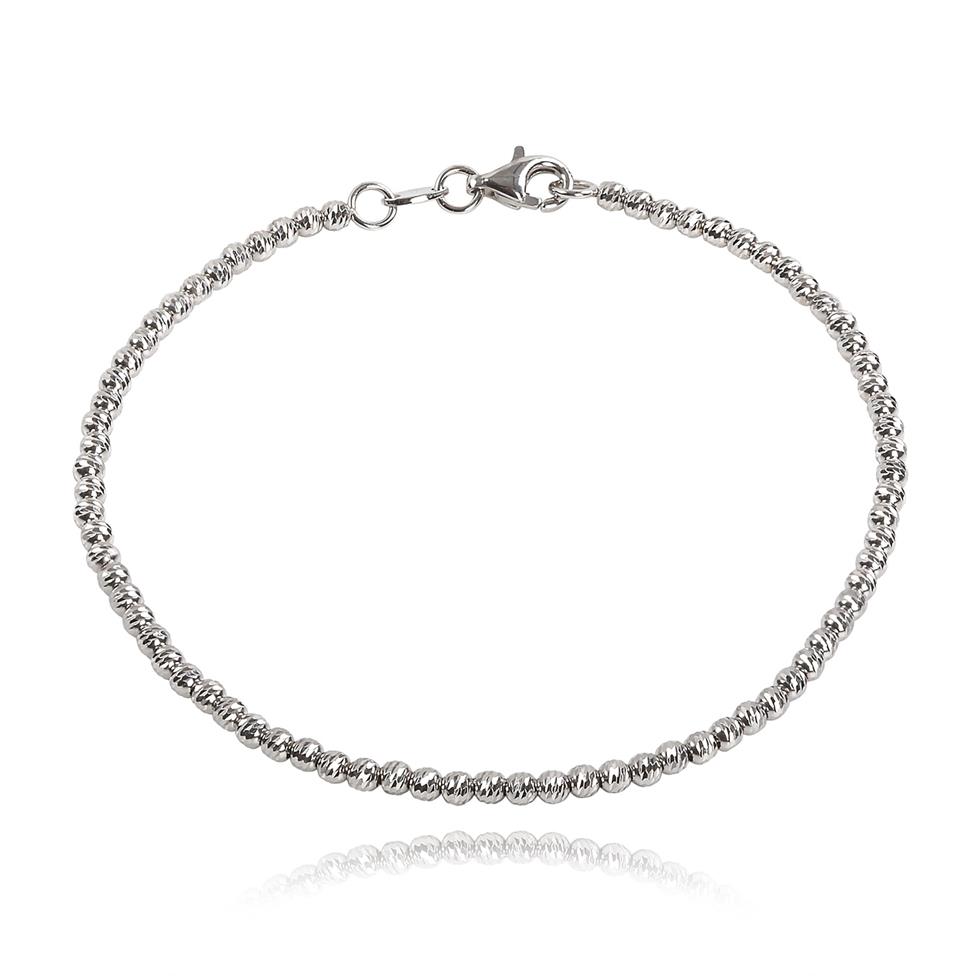 18ct White Gold Faceted Bead Detail Bracelet  Thumbnail Image 0