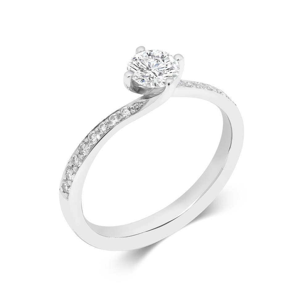Platinum Twist Design Diamond Solitaire Engagement Ring 0.75ct Thumbnail Image 0