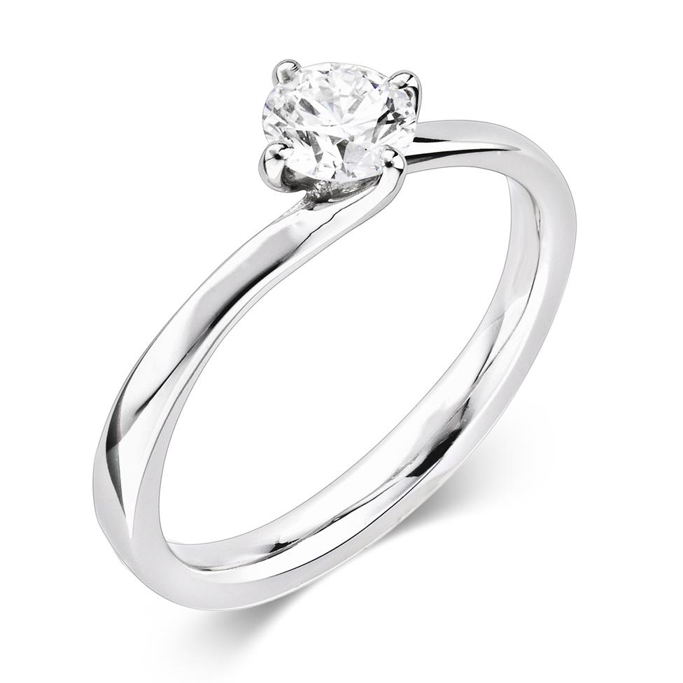 Platinum Twist Design Diamond Solitaire Engagement Ring 0.50ct Thumbnail Image 0