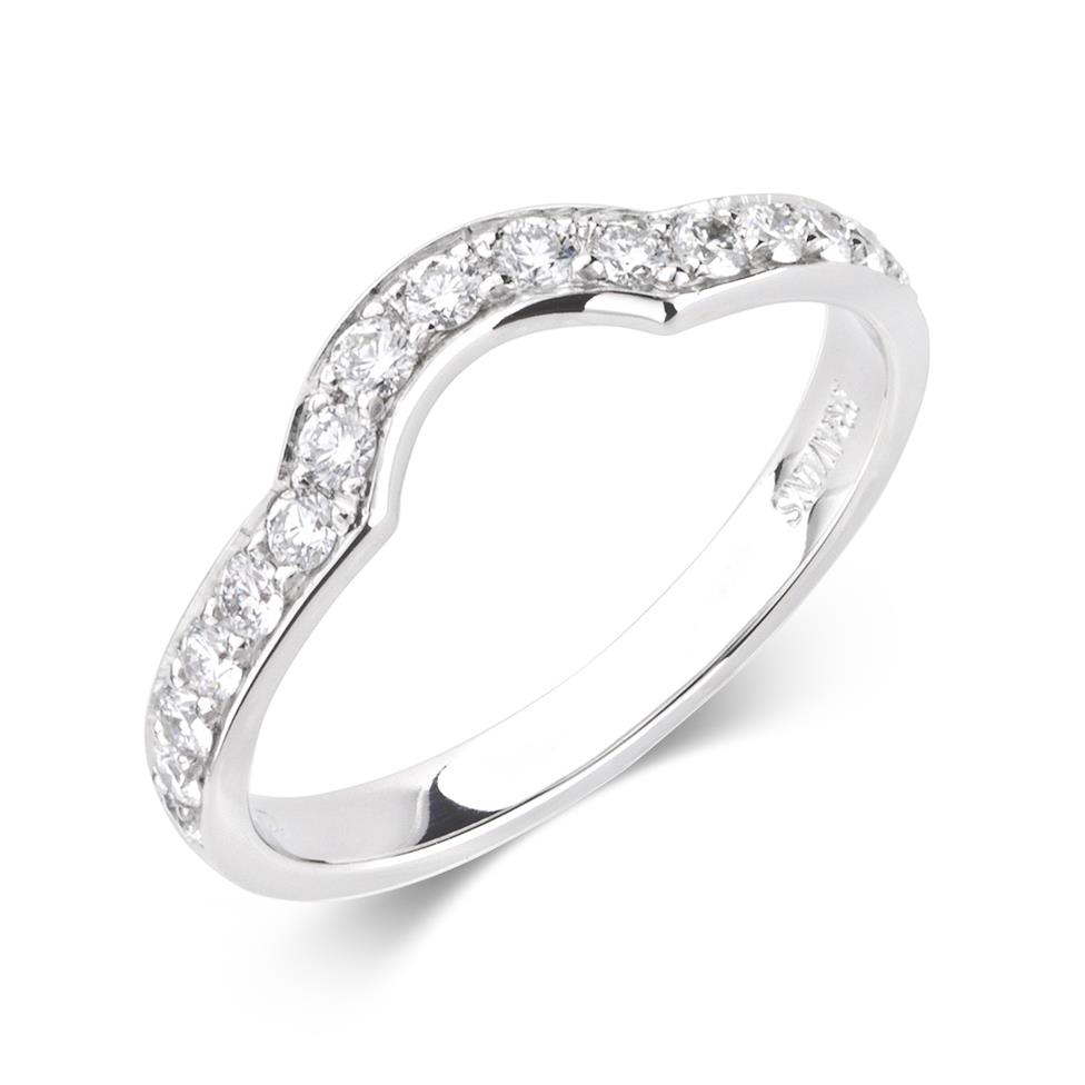 Platinum Diamond Set Shaped Wedding Ring 0.33ct Thumbnail Image 0