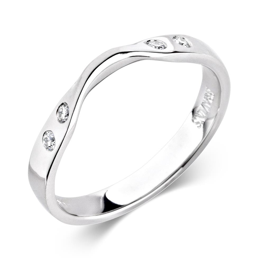 Platinum Diamond Set Shaped Wedding Ring 0.06ct Thumbnail Image 0