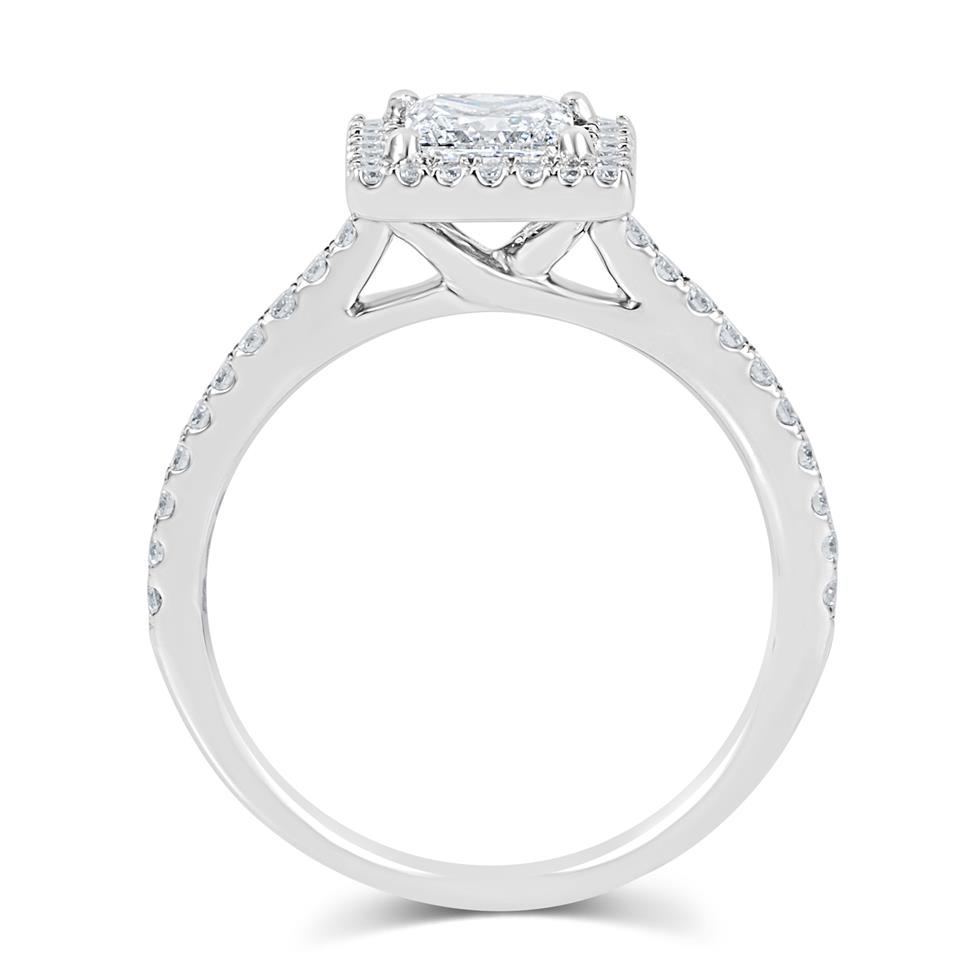 Platinum Princess Cut Diamond Halo Engagement Ring 1.10ct Thumbnail Image 2
