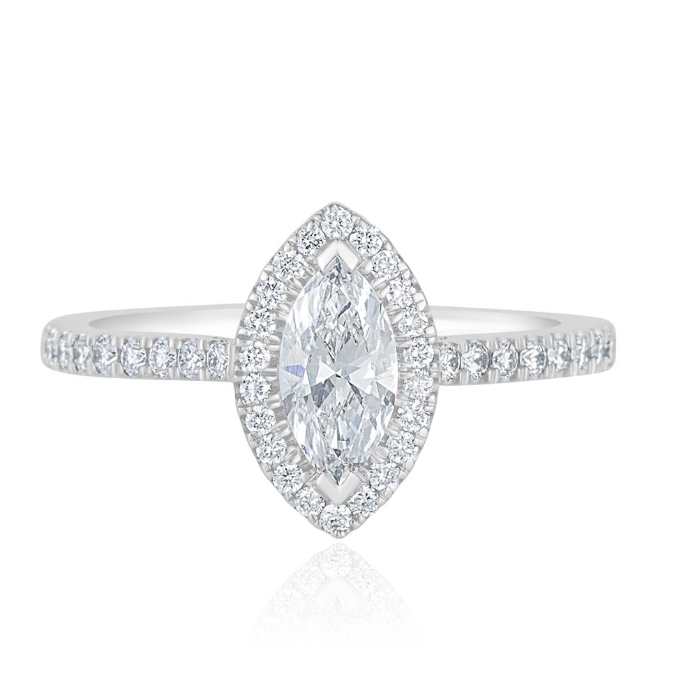 Platinum Marquise Cut Diamond Halo Engagement Ring 0.85ct Thumbnail Image 1