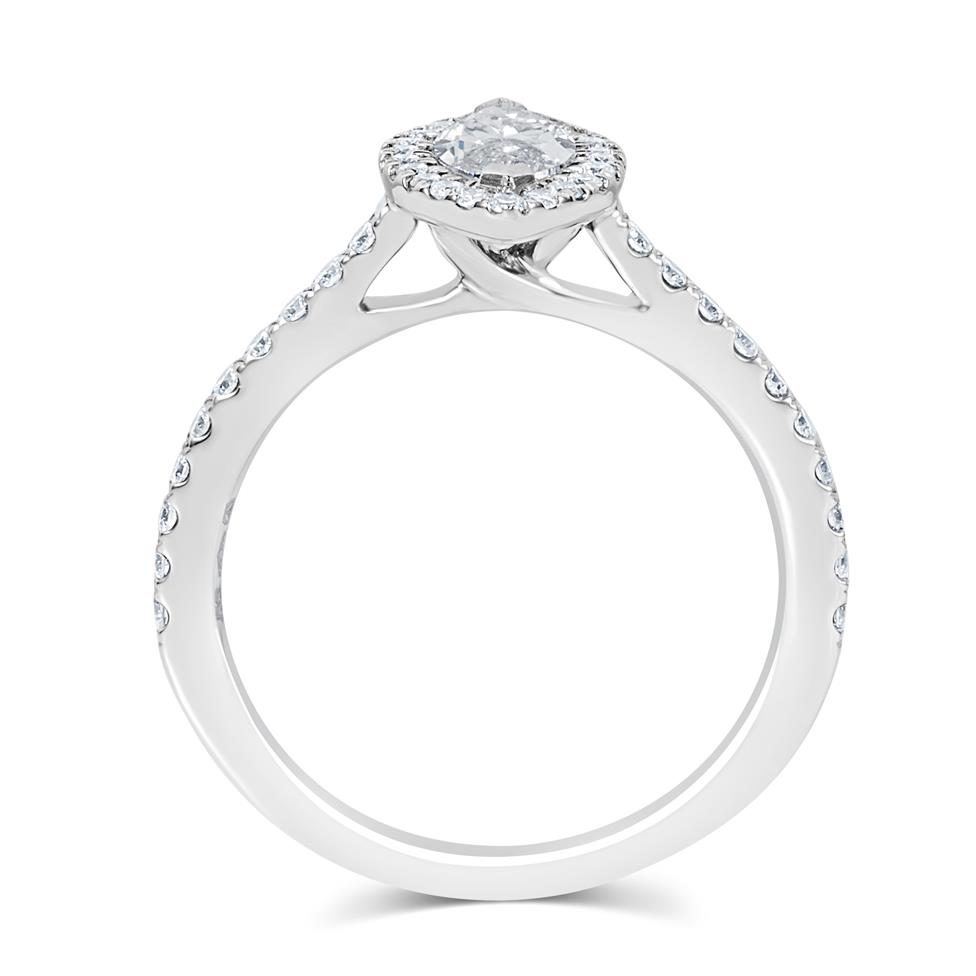 Platinum Marquise Cut Diamond Halo Engagement Ring 0.85ct Thumbnail Image 2