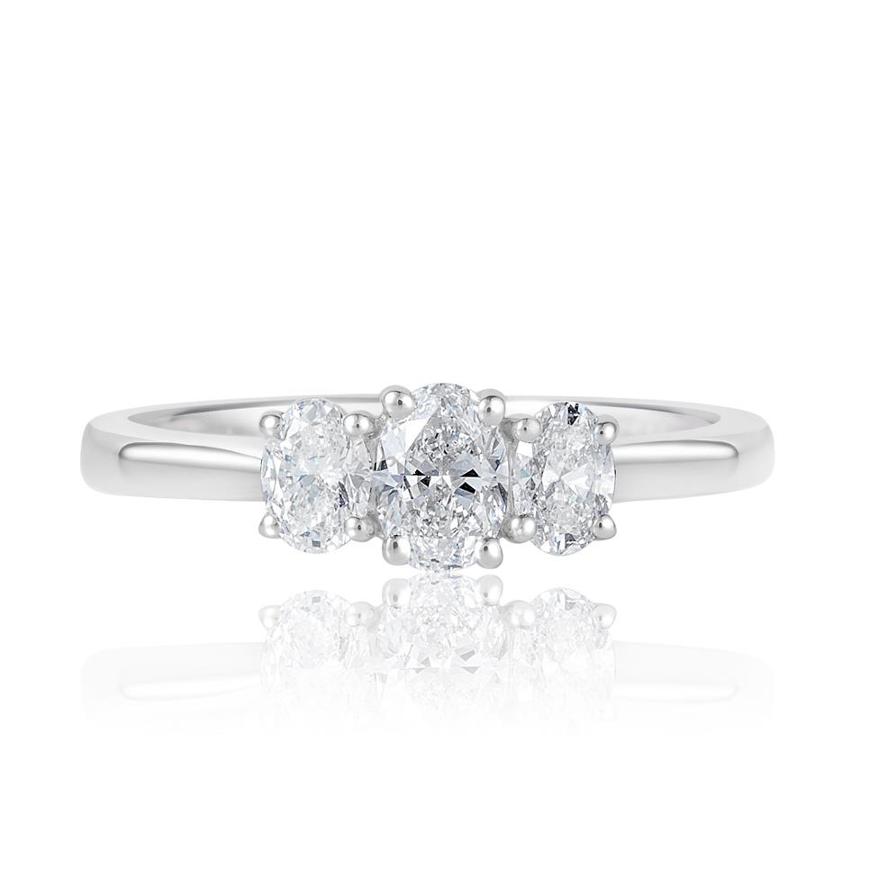 Platinum Oval Diamond Three Stone Engagement Ring 0.60ct Thumbnail Image 1