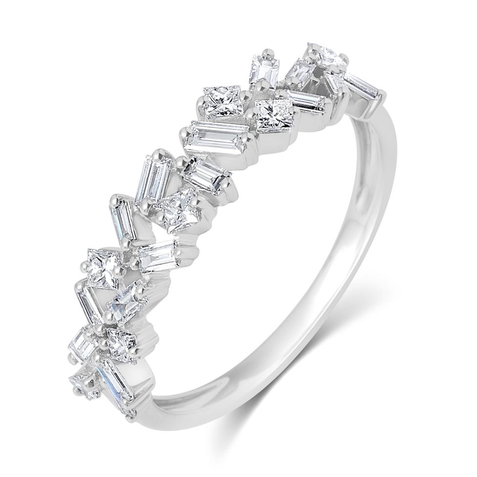 Stardust 18ct White Gold Baguette Cut and Princess Diamond Dress Ring 0.57ct Thumbnail Image 0