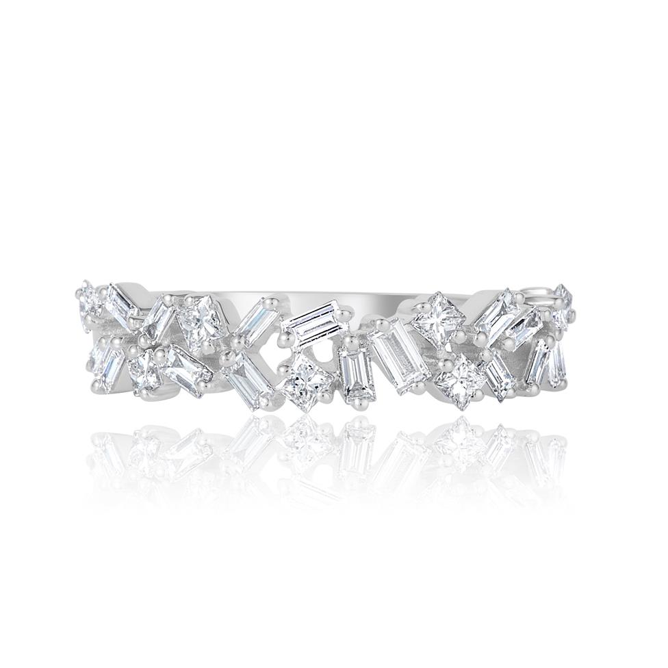 Stardust 18ct White Gold Baguette Cut and Princess Diamond Dress Ring 0.57ct Thumbnail Image 2