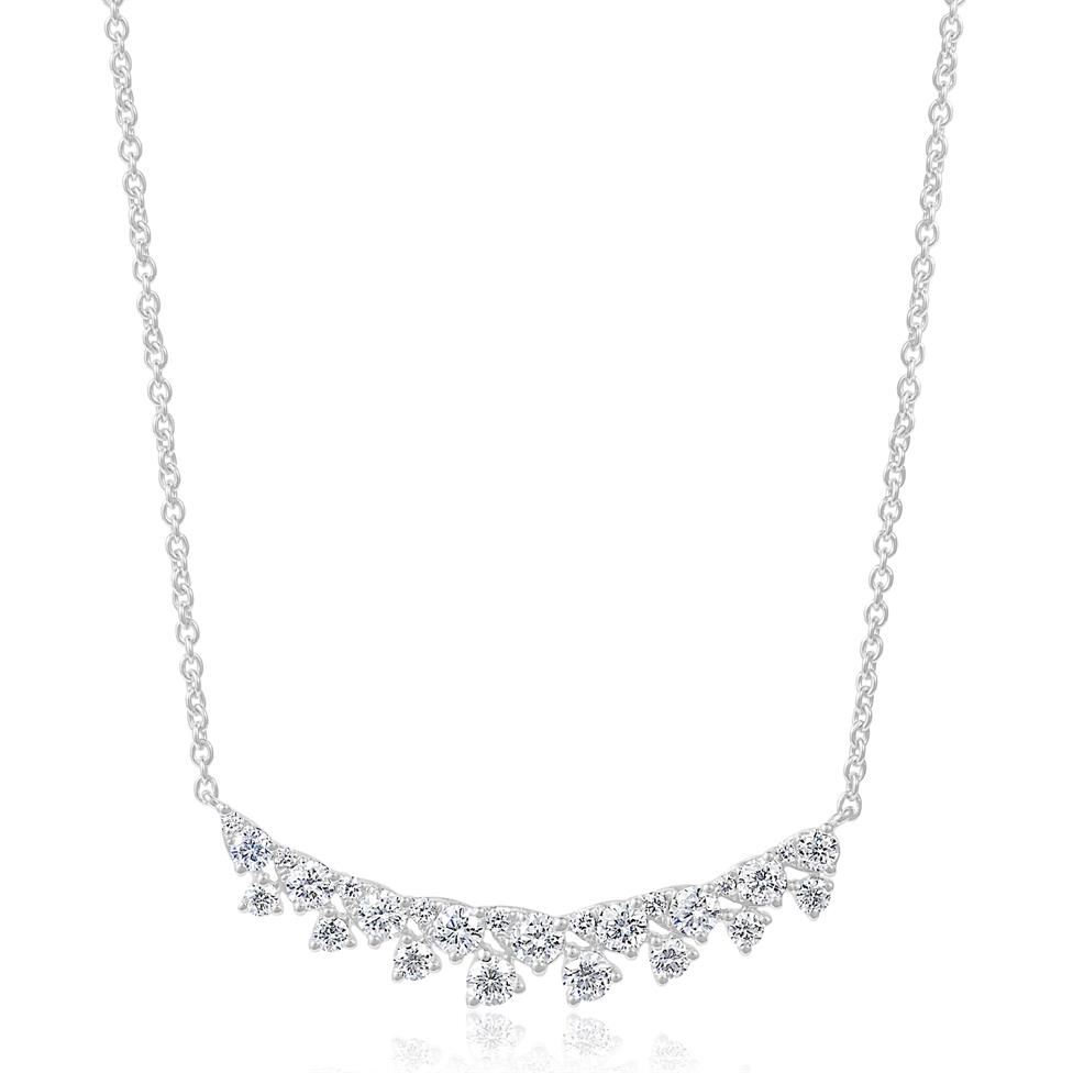 18ct White Gold Diamond Fine Petal Design Necklace Thumbnail Image 0