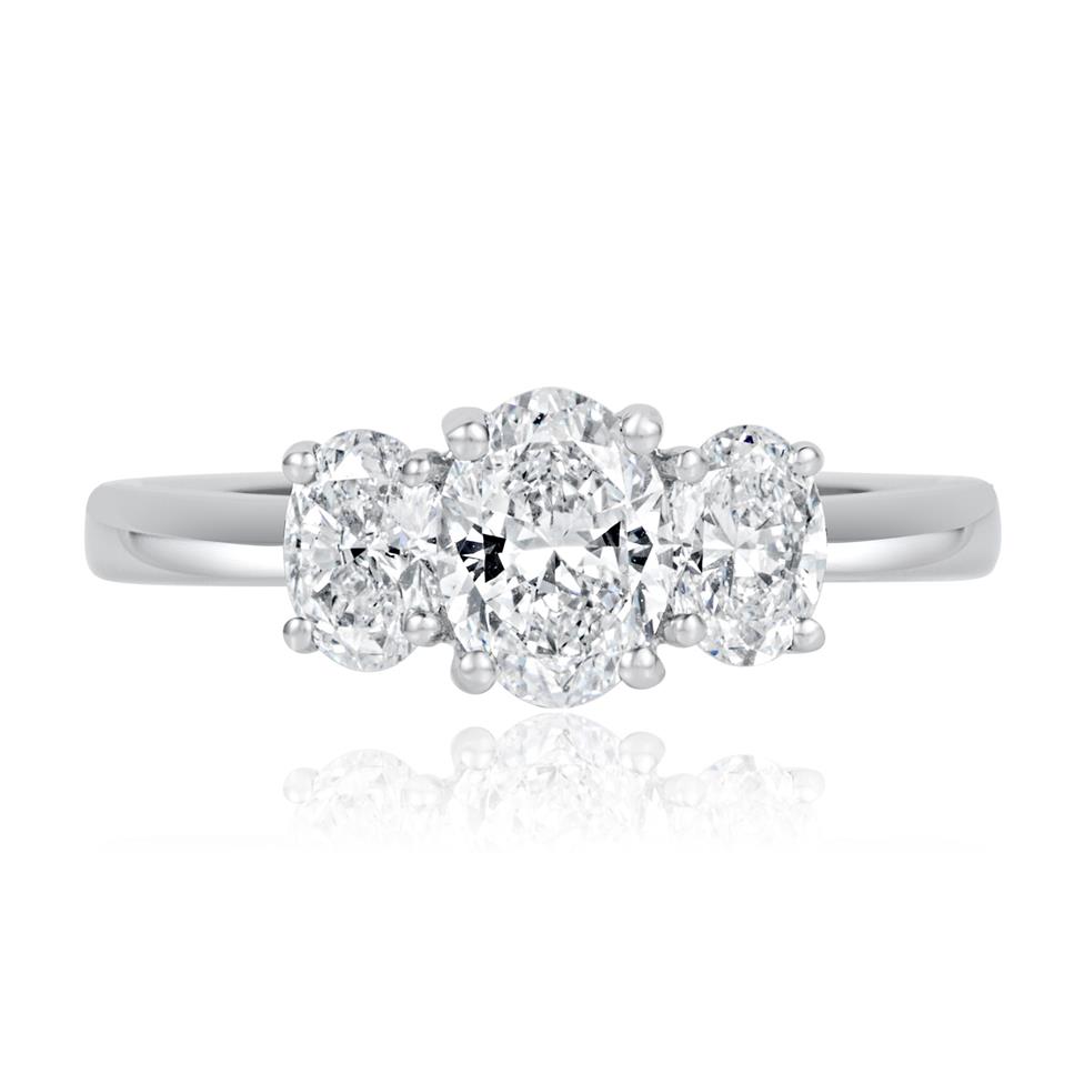 Platinum Oval Diamond Three Stone Engagement Ring 1.70ct Thumbnail Image 2