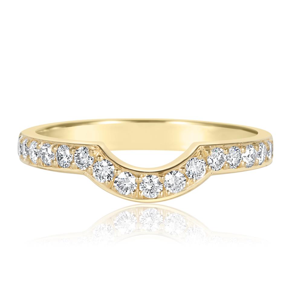 18ct Yellow Gold Diamond Set Shaped Wedding Ring Thumbnail Image 1