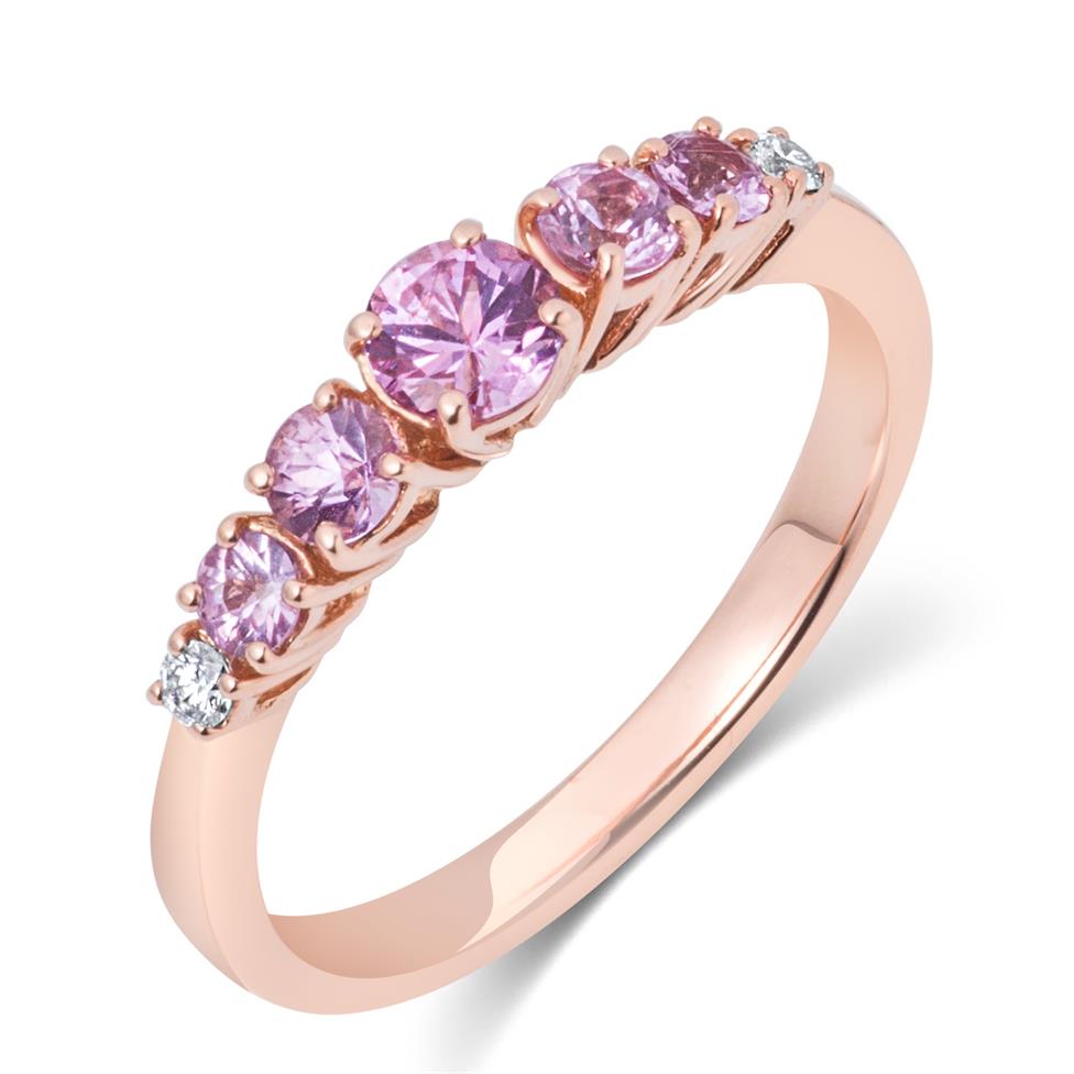 Bonbon 18ct Rose Gold Pink Sapphire and Diamond Dress Ring Thumbnail Image 0
