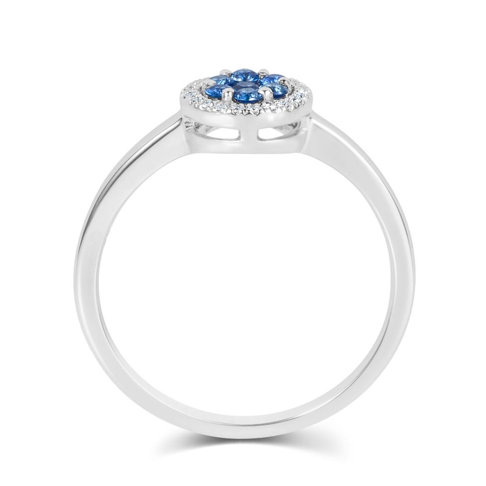 18ct White Gold Illusion Detail Sapphire and Diamond Cluster Dress Ring Thumbnail Image 2