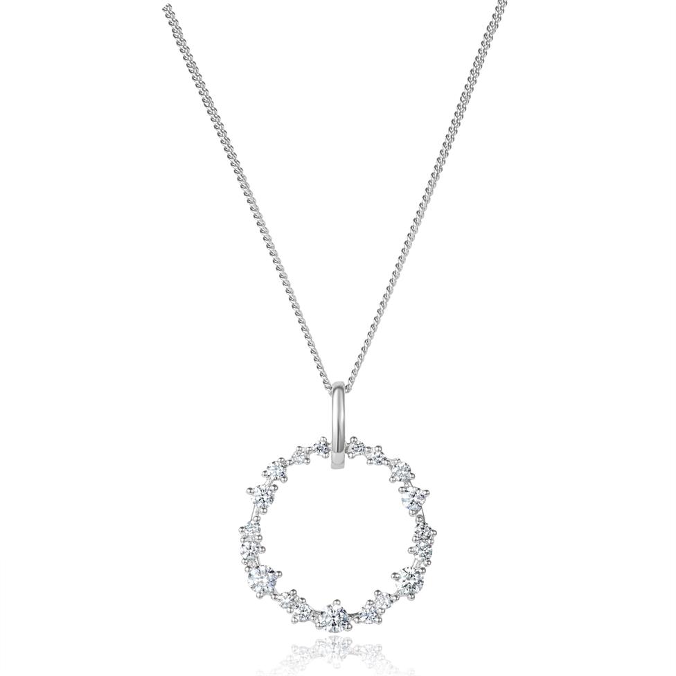 18ct White Gold Circle Design Diamond Pendant 0.33ct Thumbnail Image 0