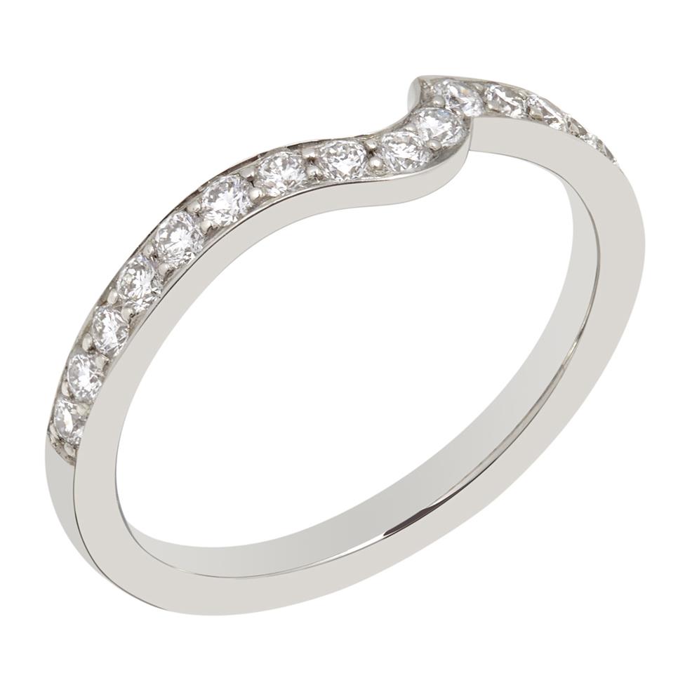 Platinum Diamond Set Shaped Wedding Ring 0.25ct Thumbnail Image 0