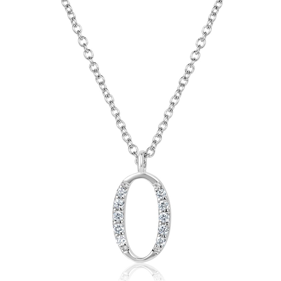 18ct White Gold Diamond Initial Necklace O Thumbnail Image 0
