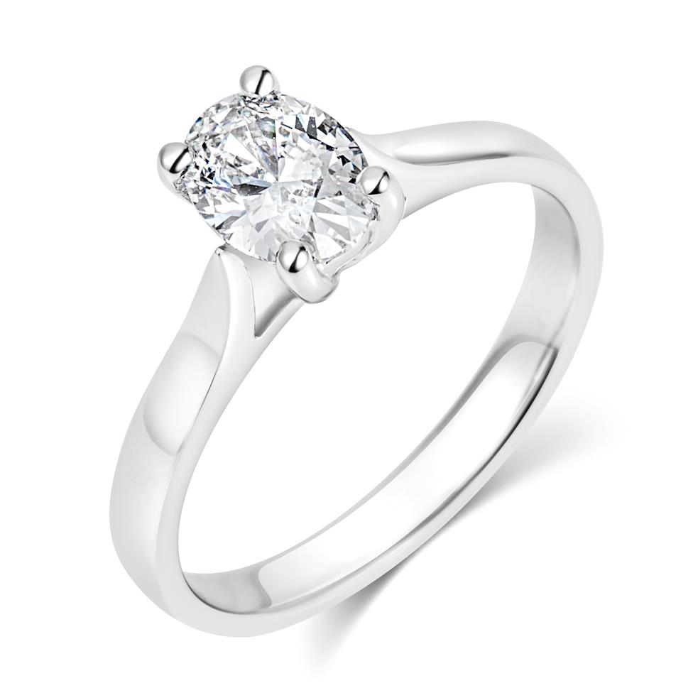 Platinum Oval Diamond Solitaire Engagement Ring 0.70ct Thumbnail Image 0