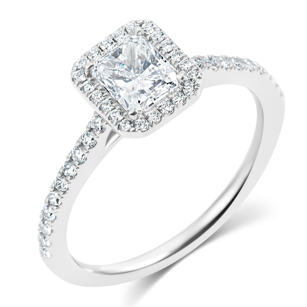 Platinum Radiant Cut Diamond Halo Engagement Ring 1.00ct Thumbnail Image 0