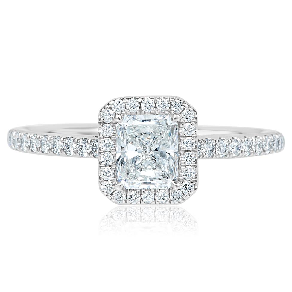 Platinum Radiant Cut Diamond Halo Engagement Ring 1.00ct Thumbnail Image 1