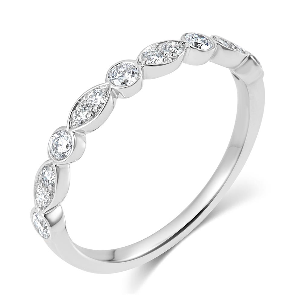 Platinum Alternating Marquise Diamond Half Eternity Ring 0.35ct Thumbnail Image 0