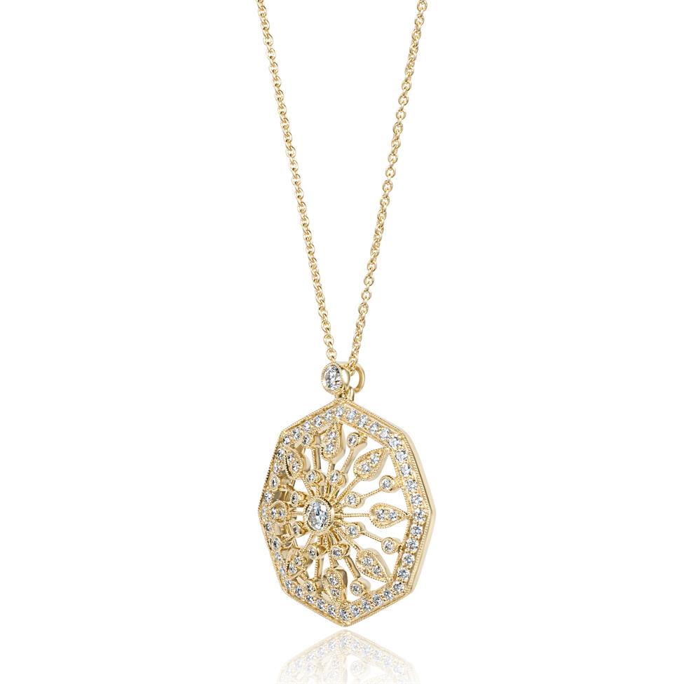 18ct Yellow Gold Disc Design Diamond Necklace 0.80ct Thumbnail Image 3