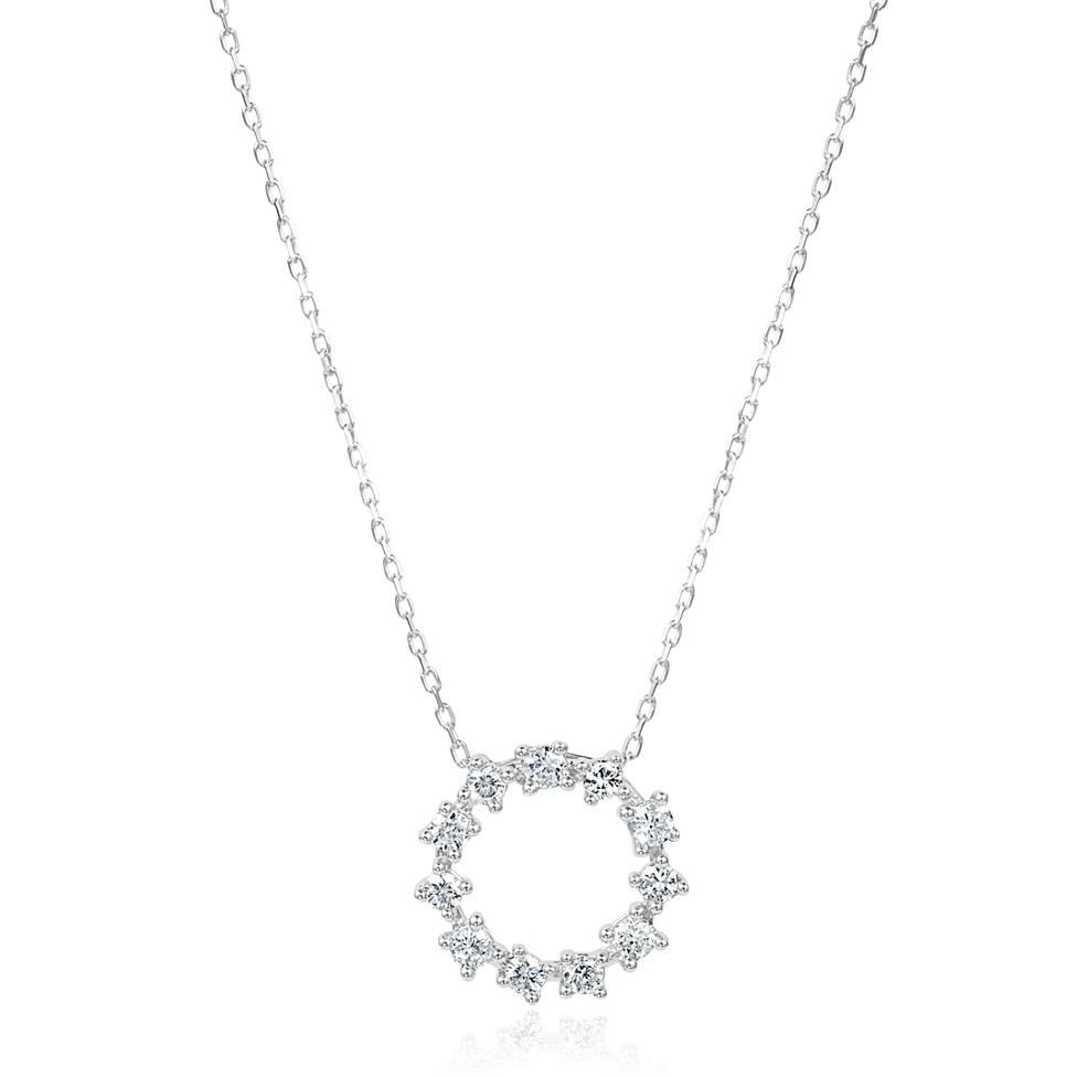 18ct White Gold Circle Design Diamond Necklace 0.16ct Thumbnail Image 0