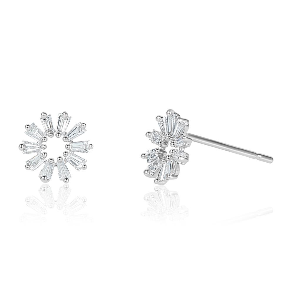 18ct White Gold Baguette Cut Diamond Stud Earrings 0.28ct Thumbnail Image 0