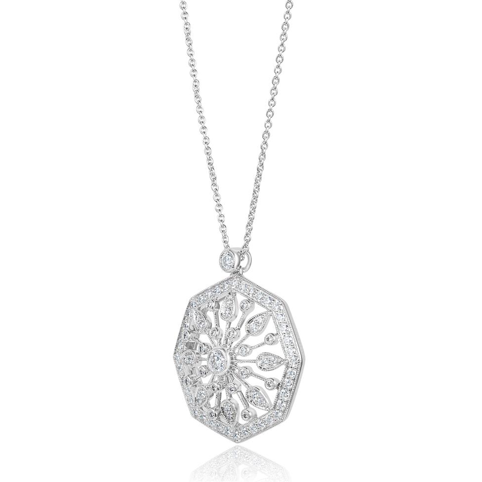 18ct White Gold Disc Design Diamond Necklace 0.80ct Thumbnail Image 3