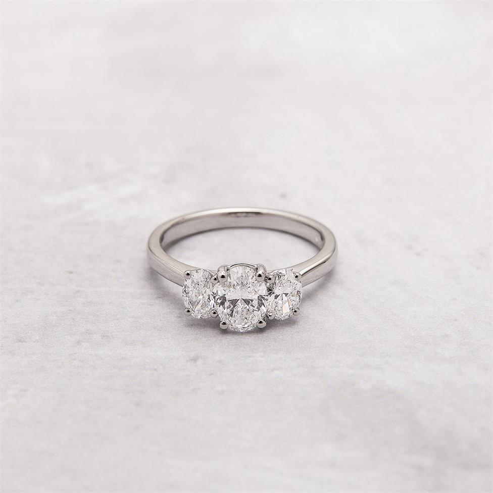 Platinum Oval Diamond Three Stone Engagement Ring 1.20ct Thumbnail Image 5