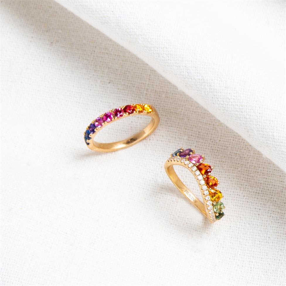 Samba 18ct Yellow Gold Rainbow Sapphire Half Eternity Ring Thumbnail Image 5