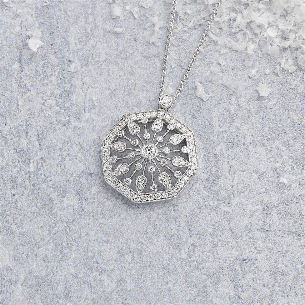 18ct White Gold Disc Design Diamond Necklace 0.80ct Thumbnail Image 2