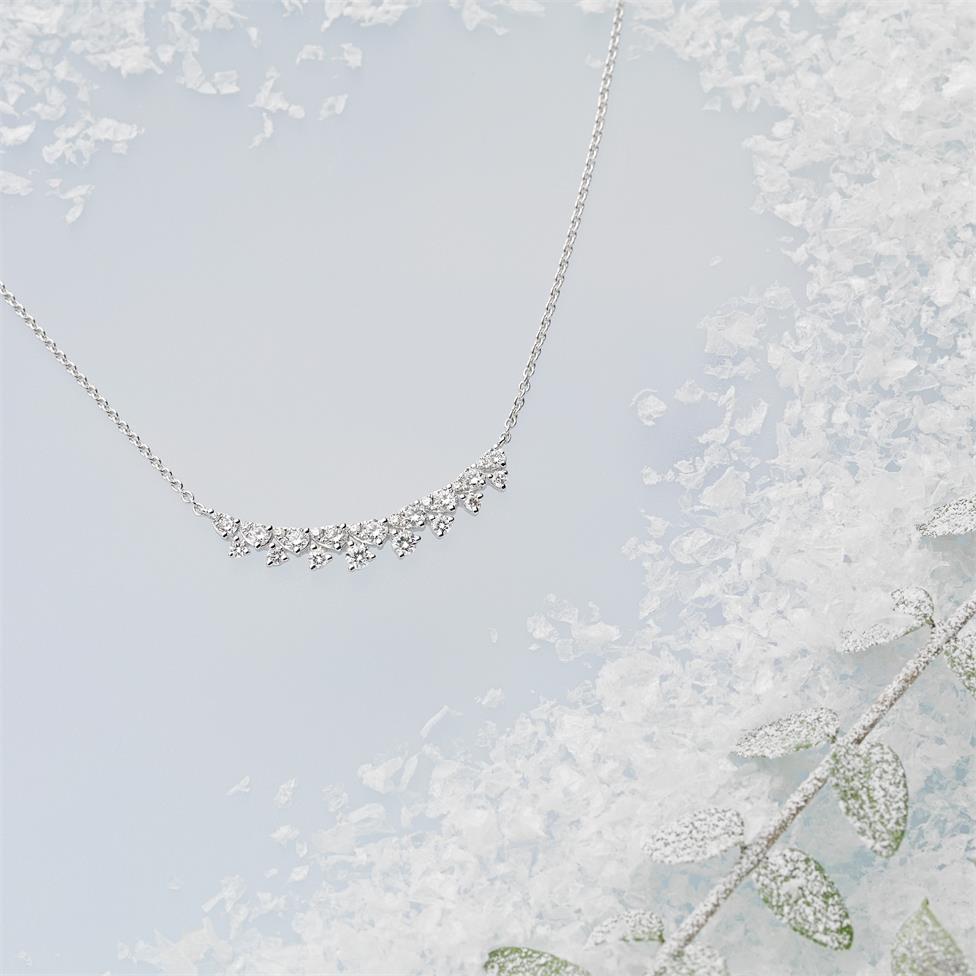 18ct White Gold Diamond Fine Petal Design Necklace Thumbnail Image 2