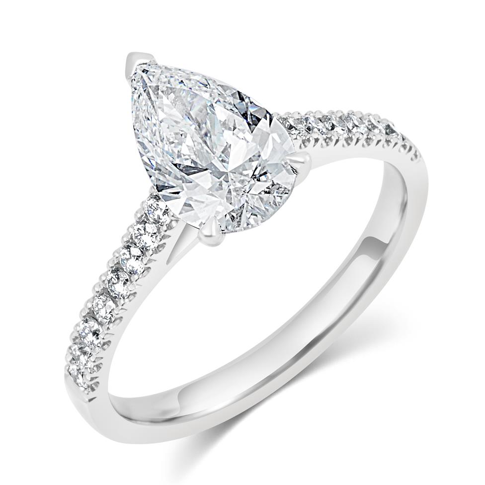 Platinum Pear Shape Diamond Solitaire Engagement Ring 1.70ct Thumbnail Image 0