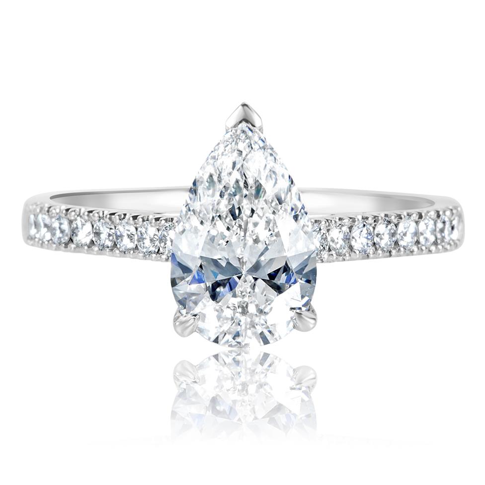 Platinum Pear Shape Diamond Solitaire Engagement Ring 1.70ct Thumbnail Image 2