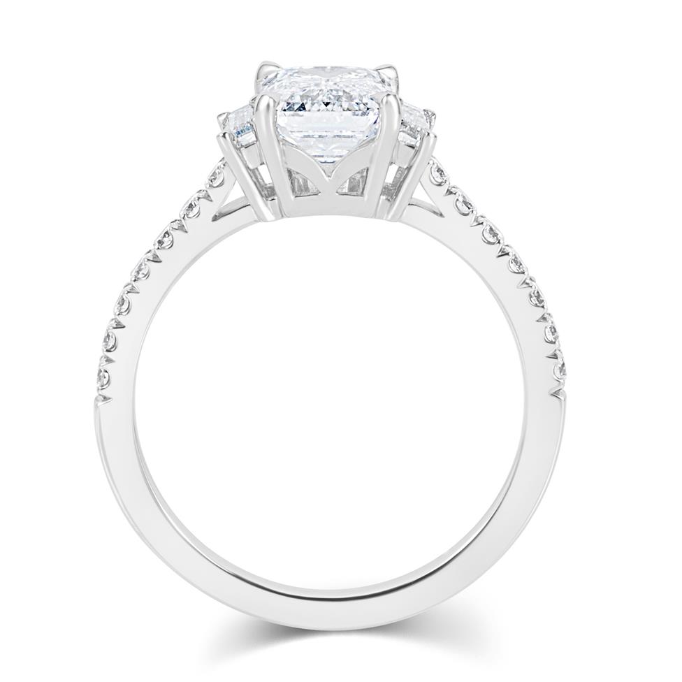 Platinum Emerald Cut Diamond Three Stone Engagement Ring 2.31ct Thumbnail Image 3