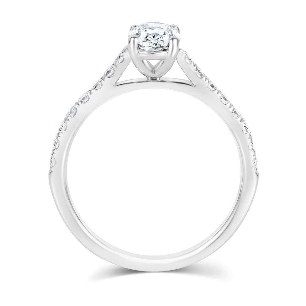 Platinum Oval Diamond Solitaire Engagement Ring 1.00ct Thumbnail Image 3