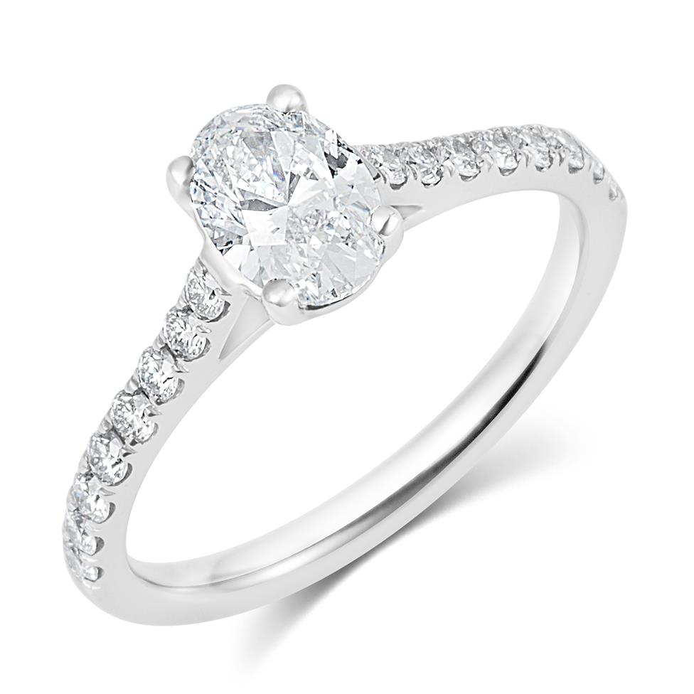 Platinum Oval Diamond Solitaire Engagement Ring 1.00ct Thumbnail Image 0