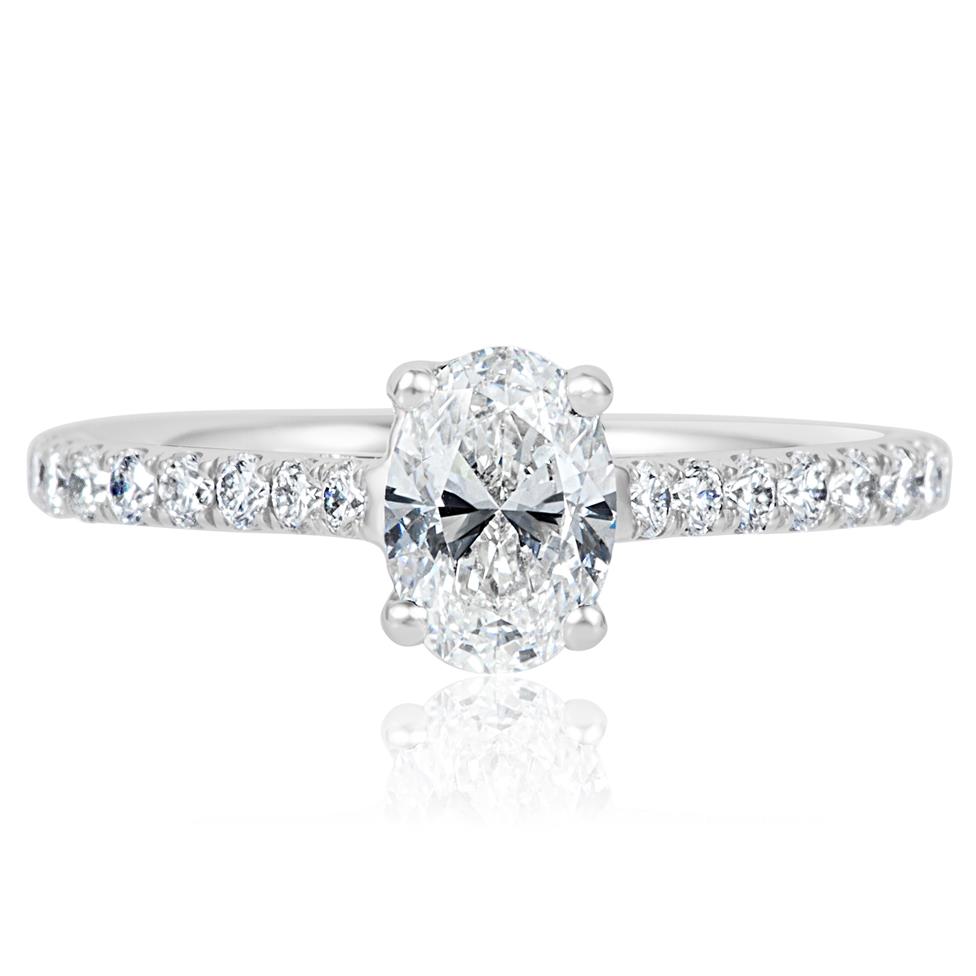 Platinum Oval Diamond Solitaire Engagement Ring 1.00ct Thumbnail Image 2