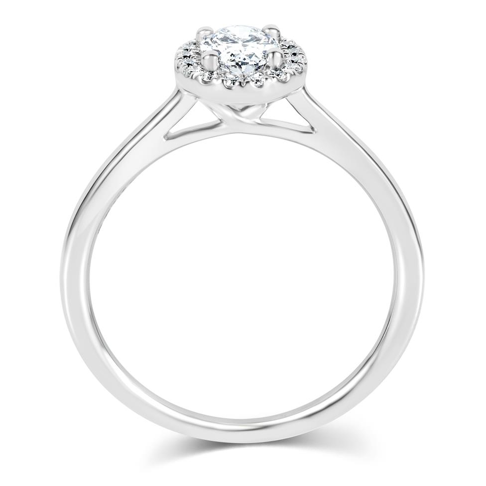 Platinum Oval Diamond Halo Engagement Ring 0.65ct Thumbnail Image 2