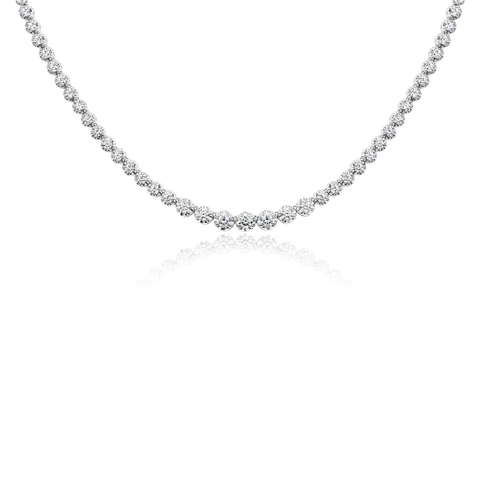 18ct White Gold Illusion Detail Diamond Riviere Necklace 3.14ct Thumbnail Image 0