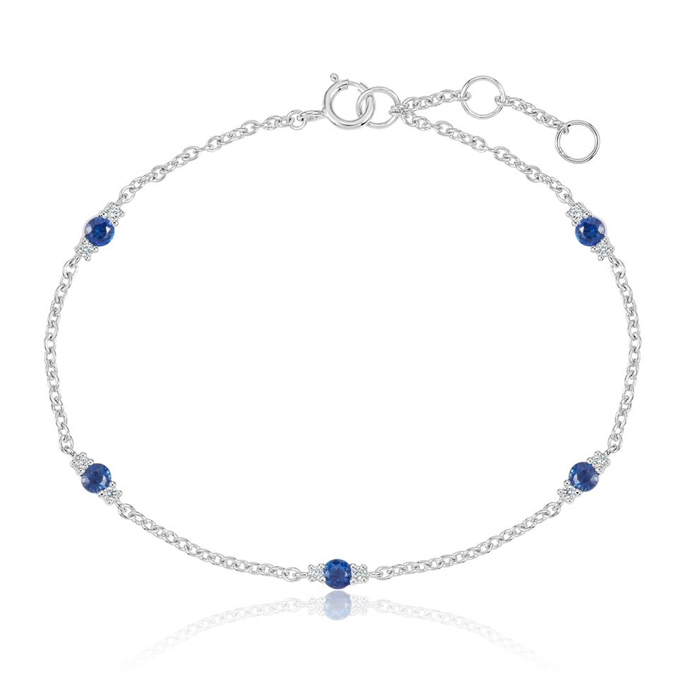 18ct White Gold Sapphire and Diamond Station Bracelet Thumbnail Image 0