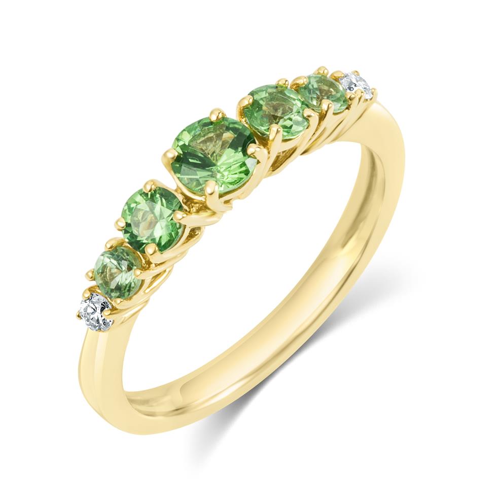 Bonbon 18ct Yellow Gold Tsavorite and Diamond Dress Ring Thumbnail Image 0