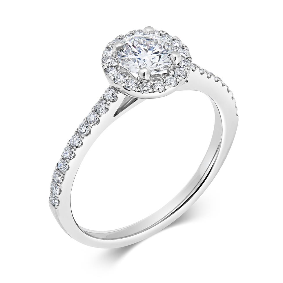 Platinum Diamond Halo Engagement Ring 0.63ct Thumbnail Image 0