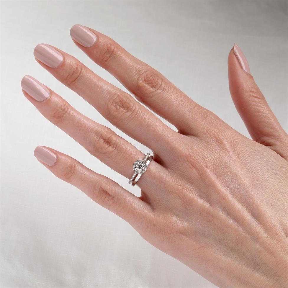 Platinum Diamond Halo Engagement Ring 0.63ct Thumbnail Image 1